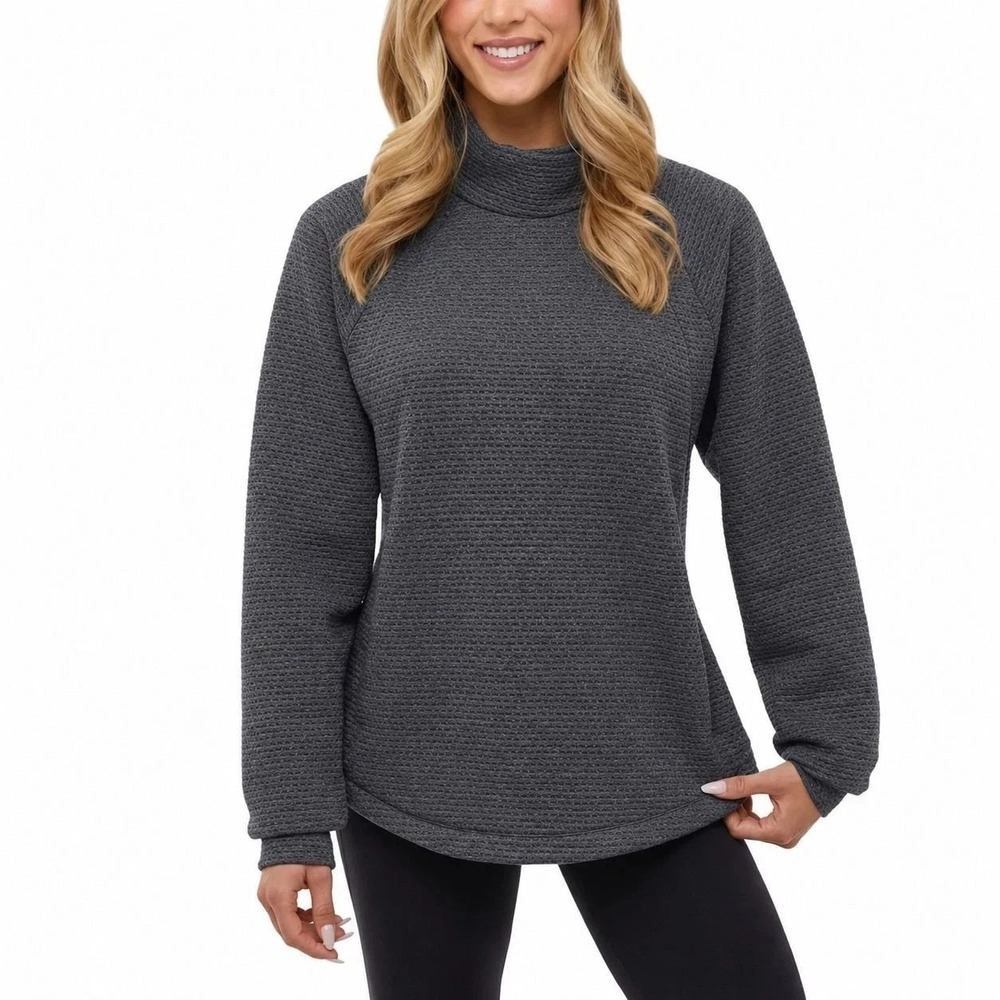 NWOT Bench Urbanwear Women's XL Gray Textured Mock Neck Sweatshirt Polyester